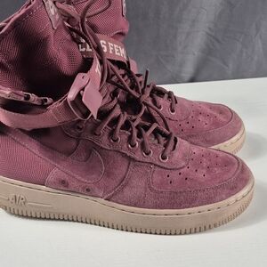 Nike Women’s High-Top Sneakers in Burgundy Pink with Tan Sole
